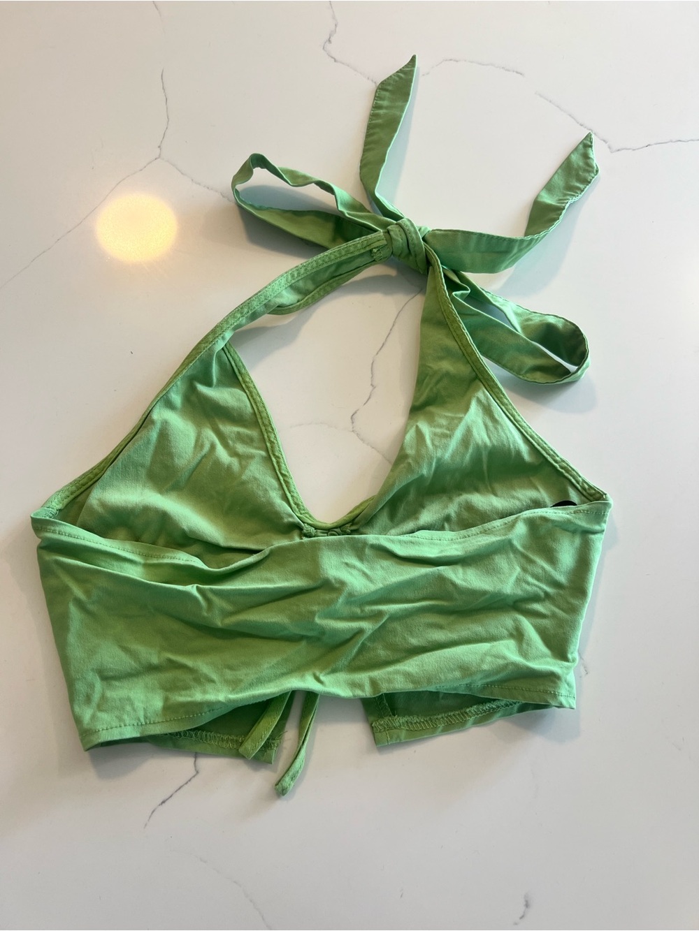 Divided Green Ruched Halter Crop Top - Picture 2 of 4
